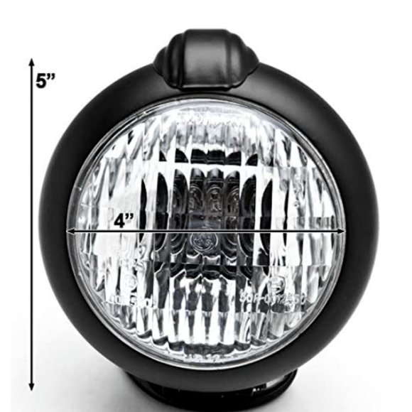 5" Motorcycle Black Headlight Universal Bottom Mount - Picture 2 of 6